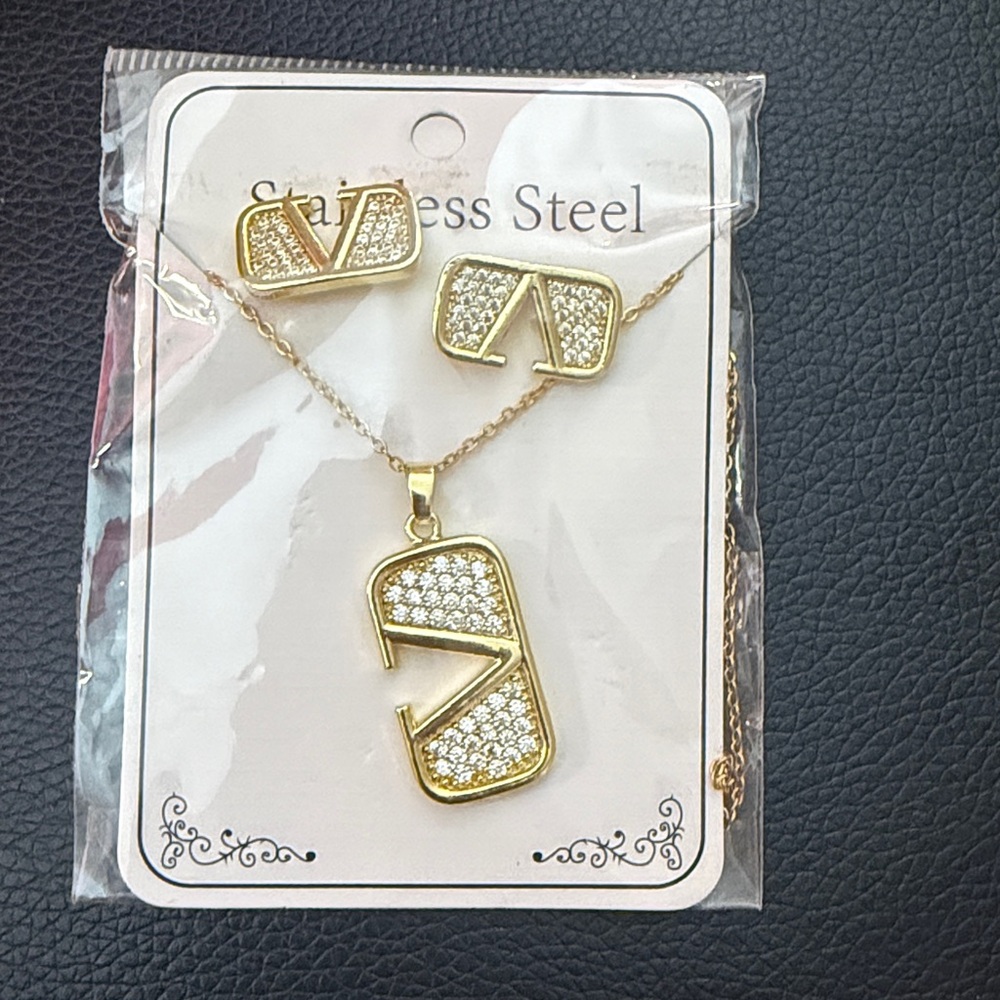Gold Stainless Steel Jewelry Set